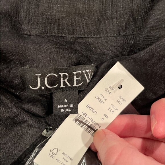 NWT J.Crew Women's Sz 6 Black Cerise Shirt-Dress Ramie A-Line Midi Lined CK661 - Picture 5 of 11